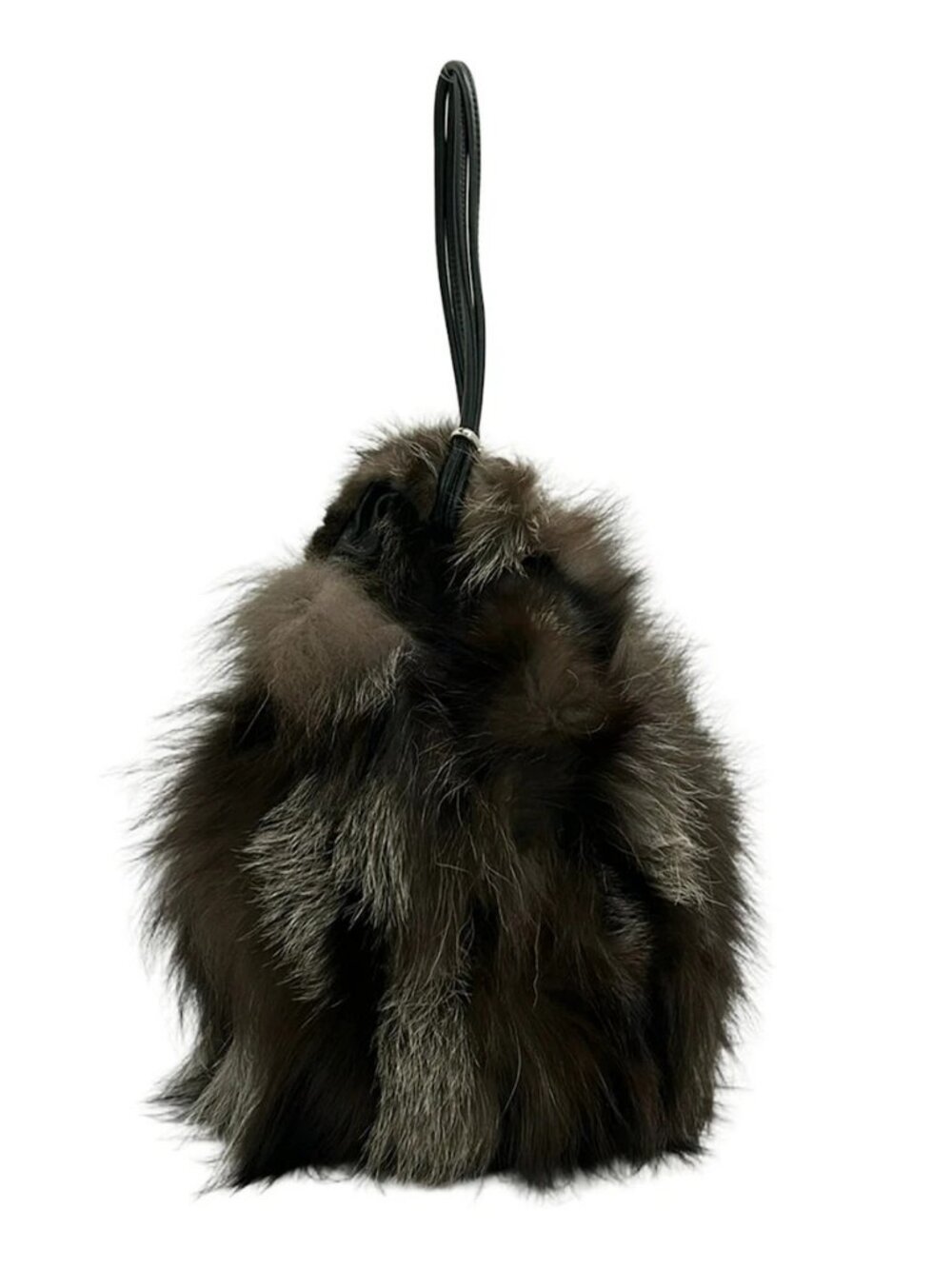 UNITED ARROWS Dark Brown Black Cream Fur Shoulder Bag - Picture 4 of 10